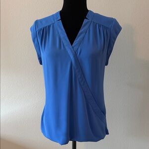 Elegant Women's Blue Wrap Blouse
